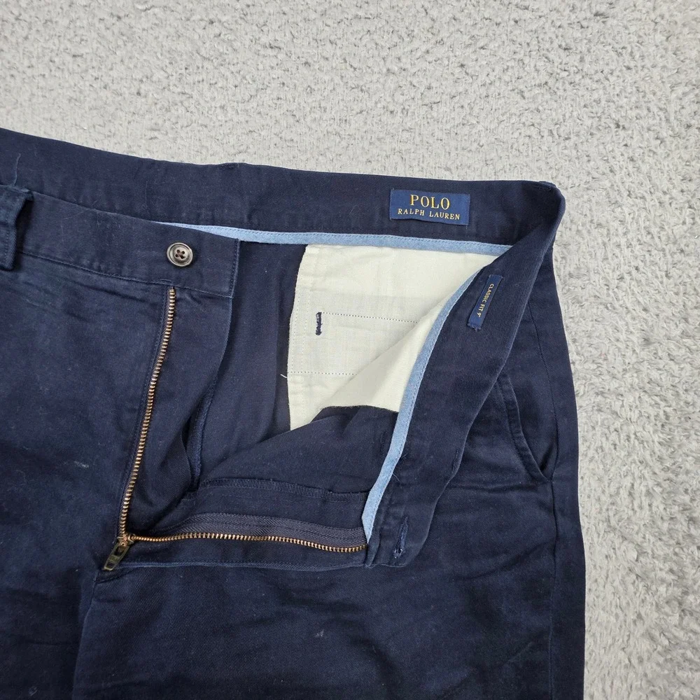 Polo Ralph Lauren Chino Shorts Mens 35 Navy Blue Classic‎ Fit 9 Inch Cotton
